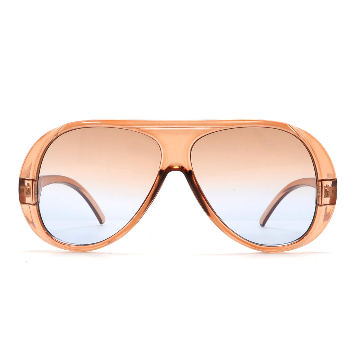 TYA Trendy Aviator Sunglasses for Women Men, Retro 70s Sun Glasses, Oversized glasses UV400 Blue Gradient Brown