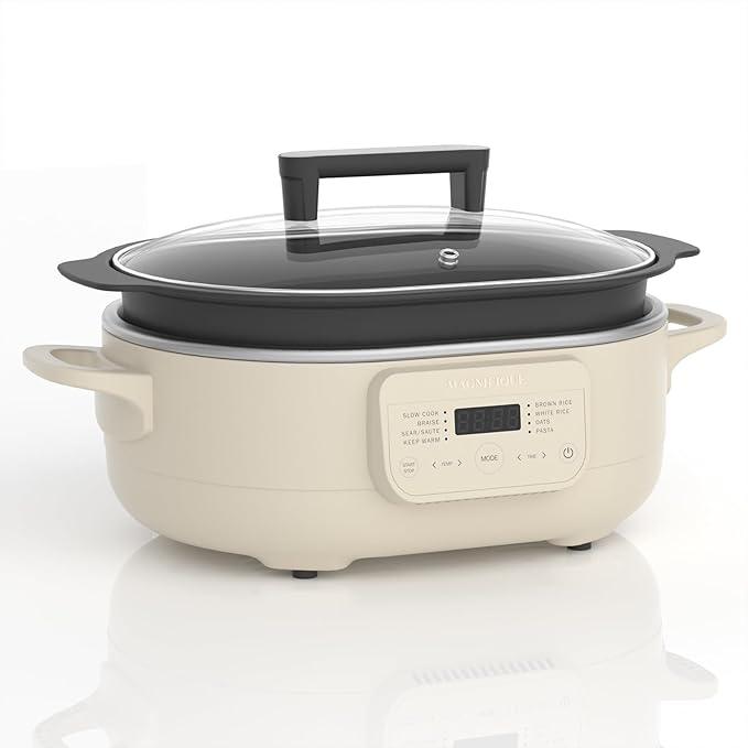 MAGNIFIQUE 6 Quart Multi-Cooker with 8-in-1 Casserole Programmable Slow Cooker, Dutch Oven, Pasta, Nonstick, Oven Safe Pot to 500°F Oatmeal