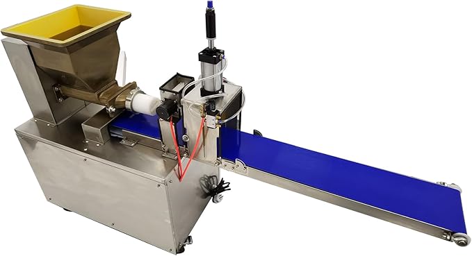HayWHNKN Dough Quantitative Dividing and Cutting Machine Pneumatic Dough Divider Cutter Electric Dough Lump Spacer 0.35oz-17.64oz Dough Divider Cutter Press Machine with Conveyor Belt