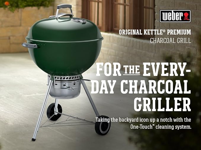 Weber Original Kettle Premium Charcoal Grill for Outdoor Cooking and Barbecue, 22-Inch, Green
