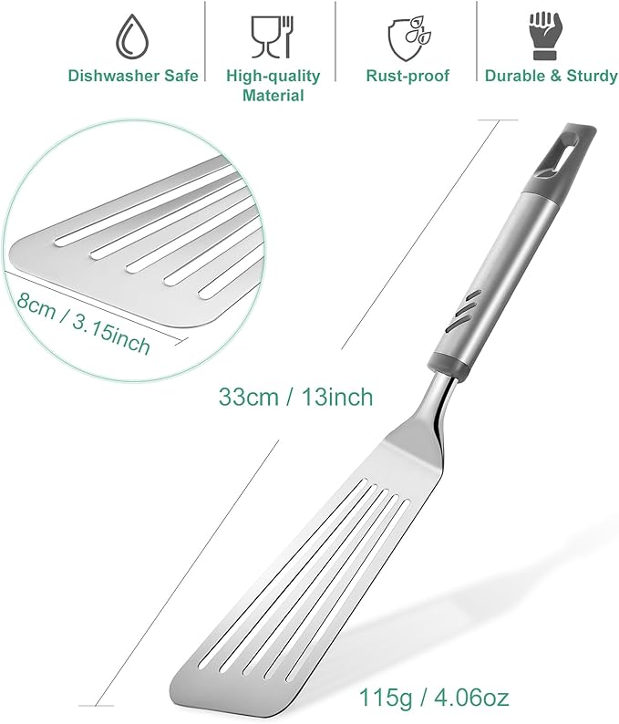 Lebabo Fish Spatula, Metal Slotted Turner for Cooking and Flipping