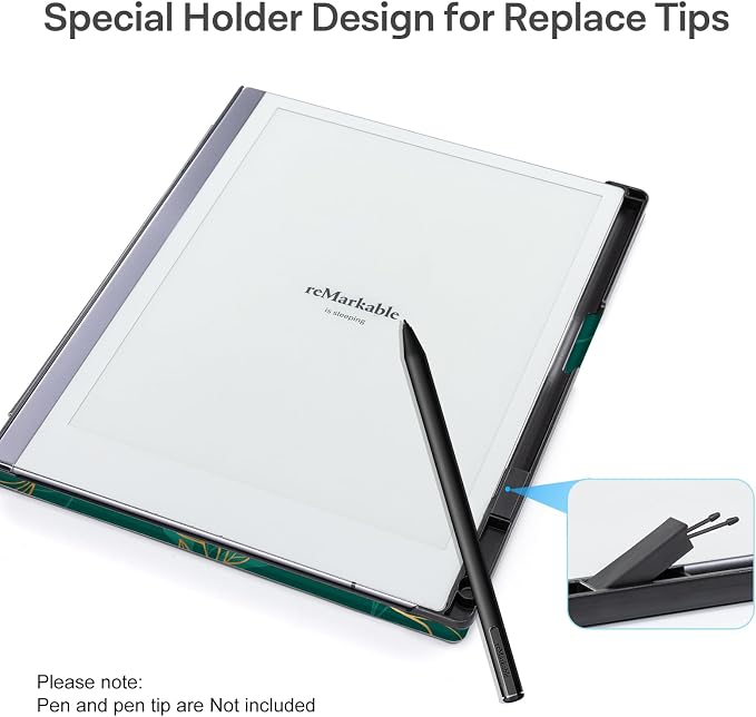 CoBak Stand Case for Remarkable 2 Paper Tablet 2020 10.3 with Hand Strap | Lightweight and Hard Back Shell Protective Book Folio Cover with 2 Kickstand Stand Angles and Pen Holder Features Black