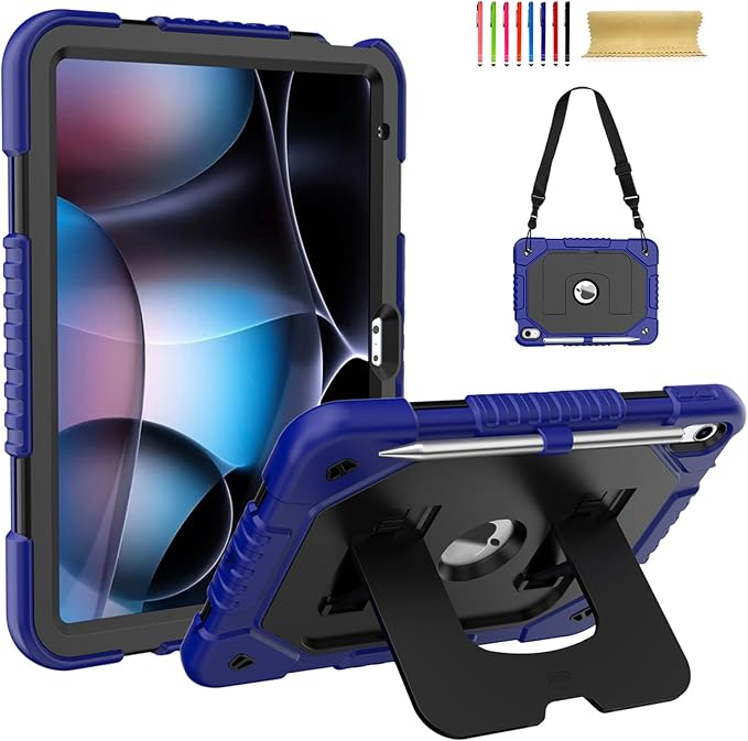 Dteck for Apple iPad 11 inch (A16 11th Gen) iPad 10.9 inch (10th Gen) Slim Clear Case with Kickstand Pencil Holder Reinforced Shockproof Corners Soft TPU Lightweight Protective Cover Transparent