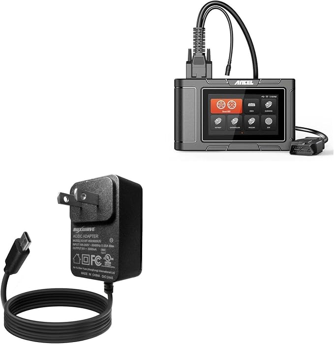 BoxWave Charger Compatible with Ancel HD3400 (5 in) - Wall Charger Direct (15W) Rapid Charge Your Device with Built-in 3ft Cable