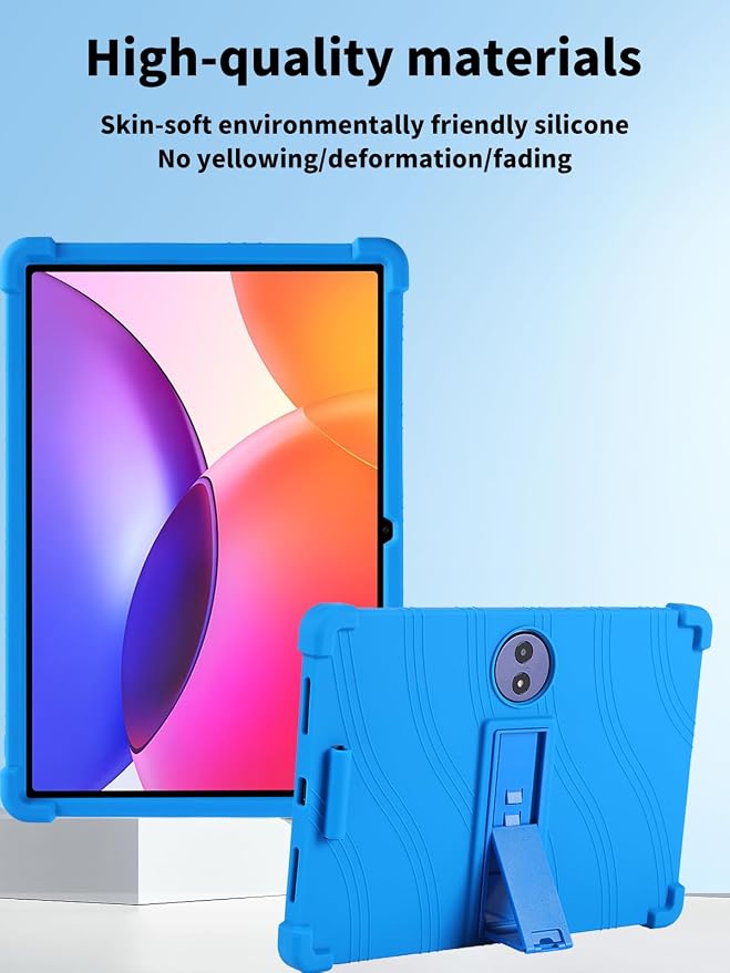 Case for TCL TAB A1 PlusNOUKAJU Tablet Protection CaseAdjustable BracketSoft SiliconeSilicone Protection Cover for TCL TAB A1 Plus Tablet 12.2inch(Blue)