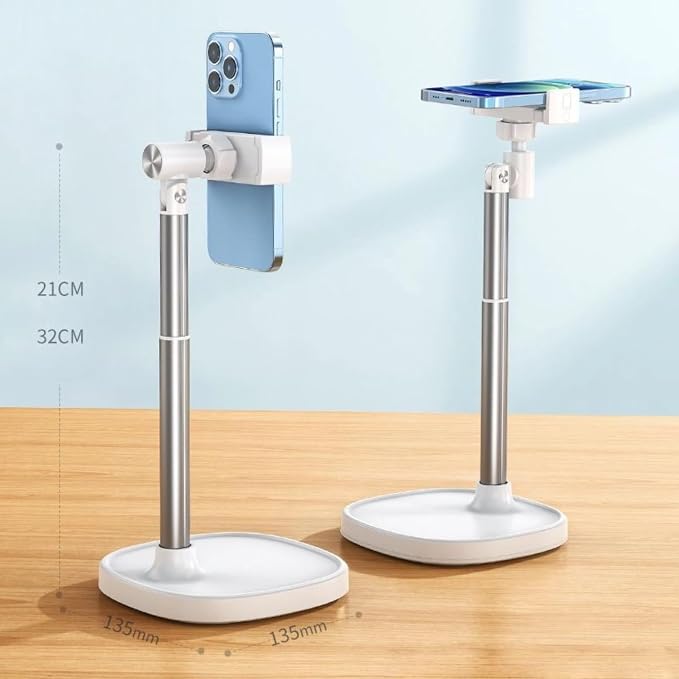 Adjustable Cell Phone Stand360° Rotating Lifting Mobile Phone Holder | for DeskVideo Recording HomeOffice Compatible with All iPhone for Galaxy