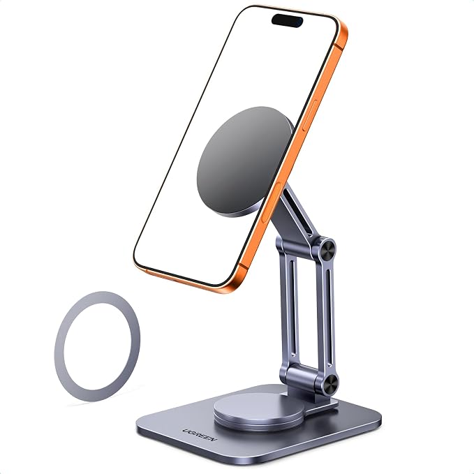 UGREEN 360° Rotation Magnetic iPhone Stand for MagSafe Cell Phone Stand for Desk Ergonomic Design Adjustable Compatible with iPhone 17 Air 16 Pro 15 Pro Max 14 Plus 13 12 and MagSafe Case