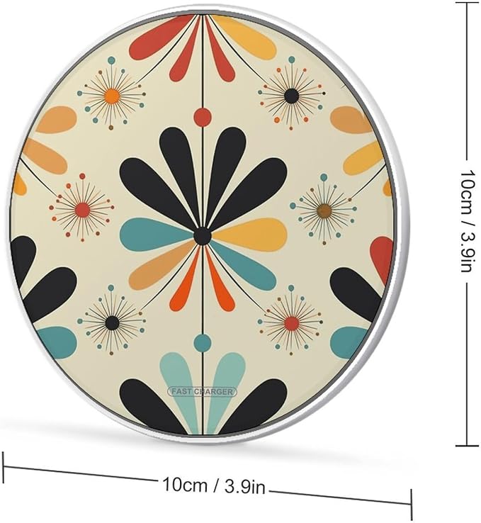 Retro Modern Wireless Charger Fast Charging Pad | Anti-Slip Qi Certified Wireless Charging Pad for All Phones with Wireless Charging Function for Home Office Travel