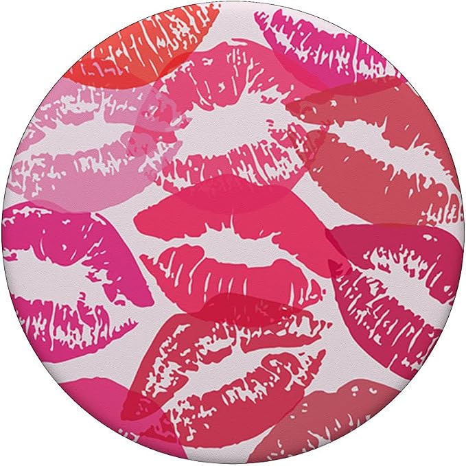 Coquette Aesthetic Pink Kisses Valentines Day Lips PopSockets Adhesive PopGrip