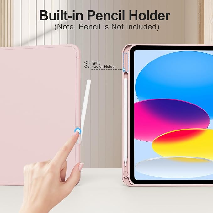 for iPad (A16) 11th Generation Case 11 Inch 2025 Black | for iPad 10th Generation Case 10.9 Inch 2022 with Pencil Holder Smart Trifold Stand Slim Protective Cover Auto Wake/Sleep