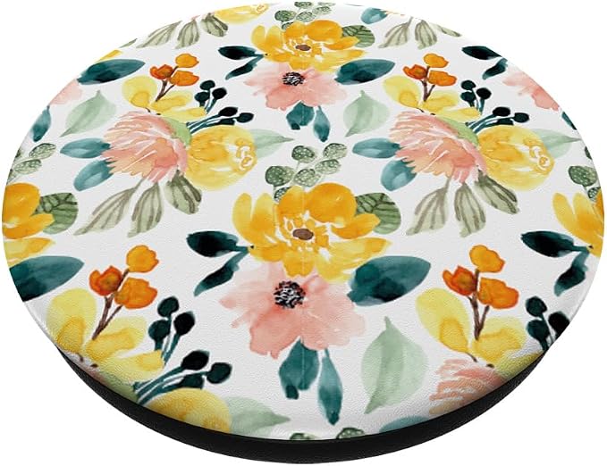 Yellow Rose Pink Floral Orange Flower Design for Women Girls PopSockets Adhesive PopGrip