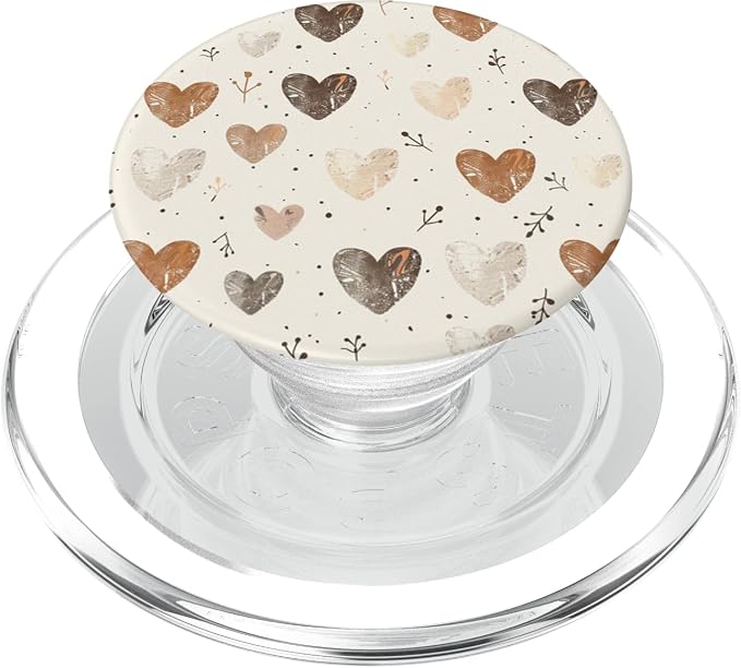 Brown Heart Pattern PopSockets Adhesive PopGrip