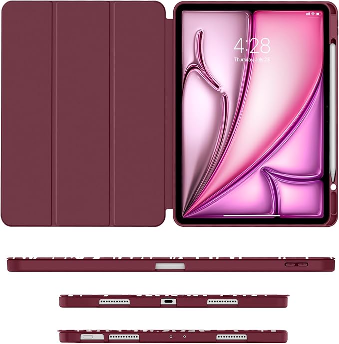 Soke Case for iPad Air 13 Inch (M4/M3/M22026-2024) iPad Pro 12.9 6th/5th Generation with Pencil Holder(2021 2022 Release)-[Apple Pencil Charging + Auto Wake/Sleep] Soft Back Cover Book Black
