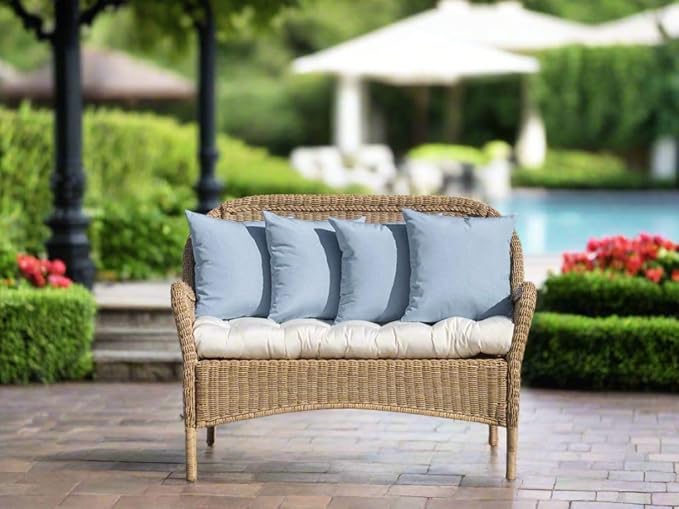 RSH DECOR: Sunbrella Square Throw Pillows Set of 2 | 20" x 20" | Water and Fade-Resistant Performance Fabric | Outdoor Pillow Covers with Down-Alternative Inserts | Canvas Air Blue