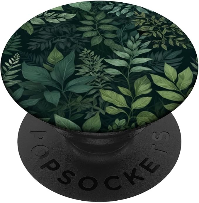 Dark Green Leaf Pattern PopSockets Adhesive PopGrip