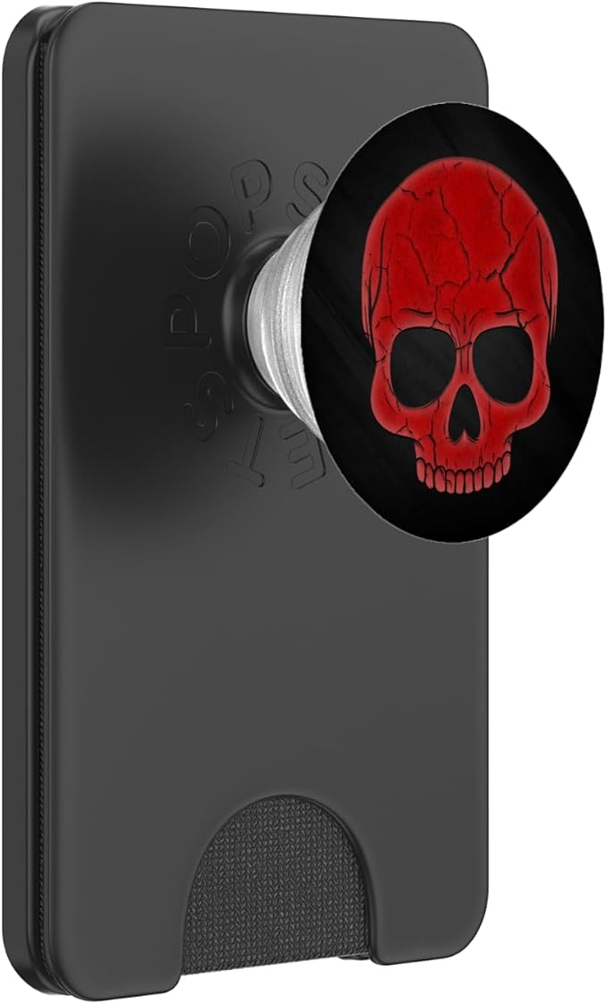 Red Skull face On Black PopSockets Adhesive PopGrip