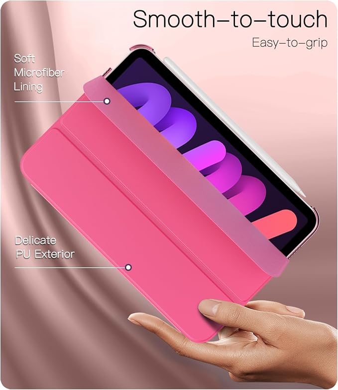TiMOVO Case for iPad mini 7 A17 Pro 8.3 &amp mini 6th Gen - Black | Slim Translucent Hard Back Folio Cover Support Touch ID Auto Wake/Sleep