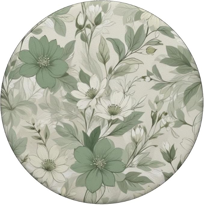 Sage Green Floral Pattern PopSockets PopWallet for MagSafe