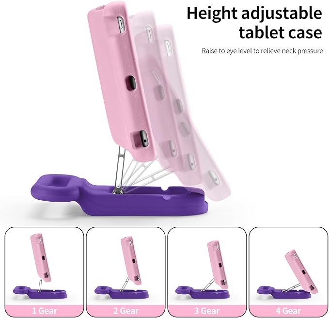 Kids Case for iPad 7th/8th/9th Gen 10.2 inchAdjustable Handle Stand(Black) | Adjustable Portrait/Landscape Stand/Drop Proof with Handle/KickstandChild Friendly Protective for iPad 10.2 2021/2020/201