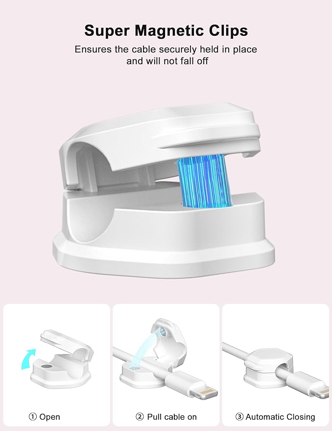 Cord Holder - Cable Clips - Cord Organizer for Desk - Cord Holder for Nightstand - for Desk, Nightstand, Phone Charger, Computer, Home, Office, Car（12pcs）