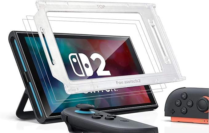 2 Pack Tempered Glass Auto-Alignment Screen Protector for Nintendo Switch 2 Model 2025 8[Military Grade Shatterproof]Ultra HD9H HardnessZero Bubble