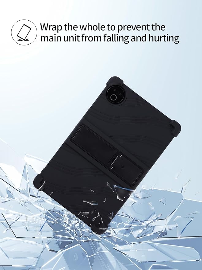 for Evermyth 10 Inch Android 15 OS GMS Certified Tablets CaseUYRUREL Soft Silicone Adjustable Stand Cover Lightweight Kids FriendlyBlack.