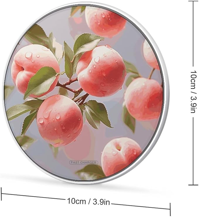 Pink Peach Wireless Charger 10W Fast Charging Pad Anti-Slip Qi Certified Wireless Charging Pad Charging Station Portable Phone Charger for All Wireless Charging Smartphone
