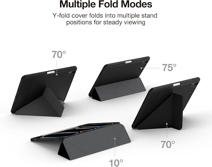 AMAZINGTHING for iPad Air 11-Inch M4/M3/M2 [Titan MAX Weave Case] Rugged Aramid Fiber Back X-Cushion PRO 7 Shock Absorption Y-Fold Multi-Angle Stand Built-in Stylus Pen Durable Nylon Black