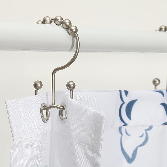 Shower Curtain Hooks, Goowin Shower Curtain Rings, Stainless Steel Shower Curtain Hooks Rust Proof Free Sliding Double Shower Hooks for Curtain, Shower Curtains & Liners (Matte Nickel)