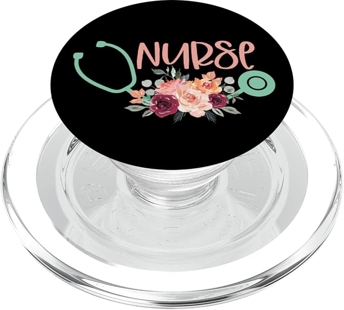 Cute Nurse Stethoscope with Flowers - Nurse Appreciation PopSockets Adhesive PopGrip