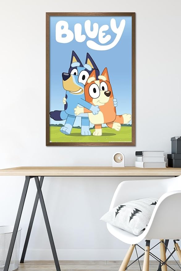 Bluey - Hug Wall Poster, 34L" x 22.4W", Bronze Framed Version