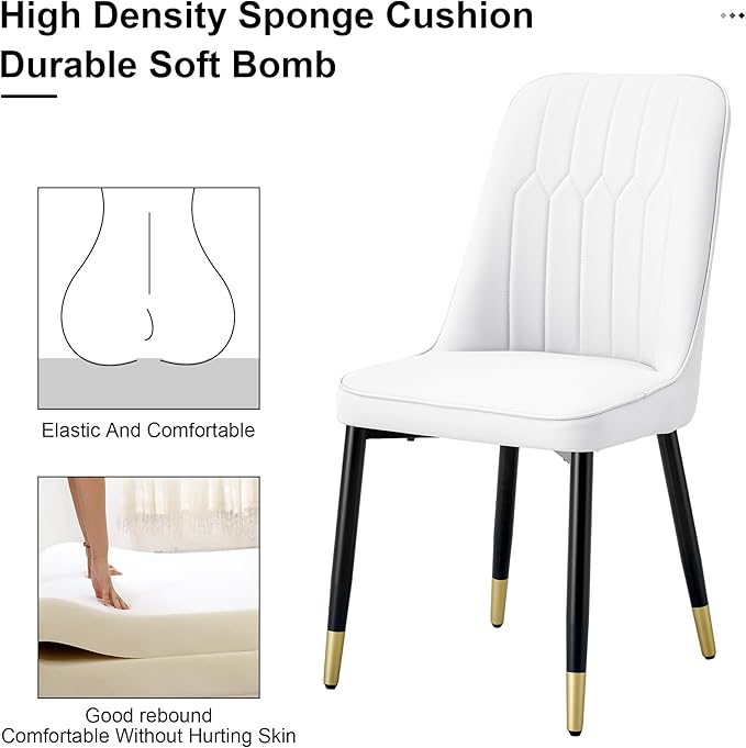 Dining Chairs Set of 2，Modern Dining Chairs, Equipped with PU Leather Backrest Cushions and Metal Legs, Suitable for Restaurants, Kitchens, and Dining Room Chairs