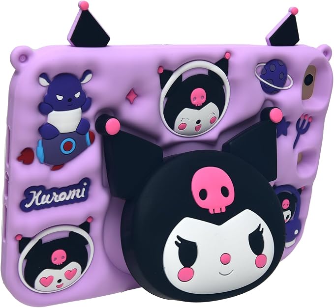 Cartoon Case for iPad mini 1/2/3/4/5 7.9，MONEHOYSY Cute Soft Silicone Kickstand [Drop ProofShock ProofAnti Slip] Back Stand Cover Case for Kids Children Teens Girls Boys (Kitty-1)