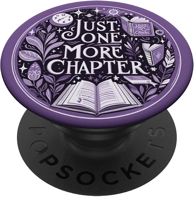 Just One More Chapter Bookish Book Reading Botanical Purple PopSockets PopGrip for MagSafe