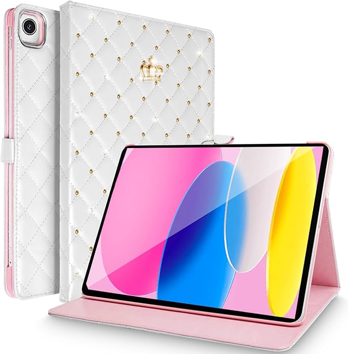 for iPad 10.2 Case 9th/8th/7th Generation (2021/2020/2019) Crown Bling Diamond Cute Elegant PU Leather Smart Auto Sleep/Wake Stand Shockproof Protective Case for Apple iPad 10.2 inch (Black)