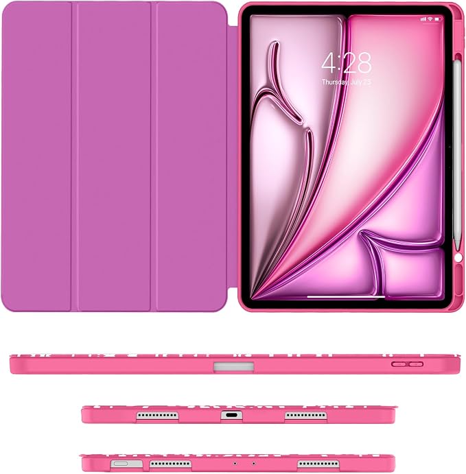 Soke Case for iPad Air 13 Inch (M4/M3/M22026-2024) iPad Pro 12.9 6th/5th Generation with Pencil Holder(2021 2022 Release)-[Apple Pencil Charging + Auto Wake/Sleep] Soft Back Cover Book Black