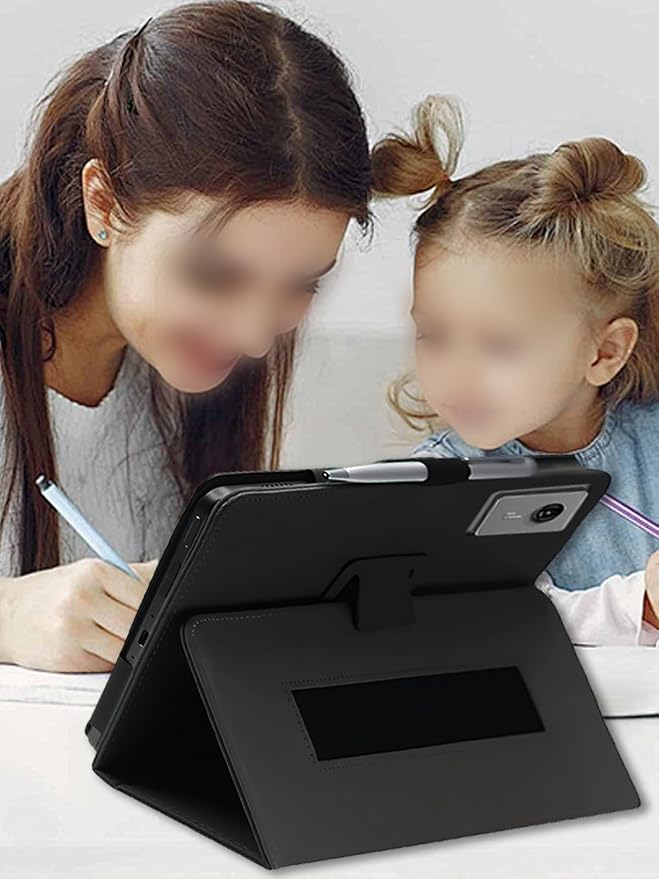 Case for Lenovo Idea Tab Plus 12.1 Inch Tablet 2025 (Black) | PU Leather Folding Cover with Pen Holder and Wrist Strap Business Travel Portable