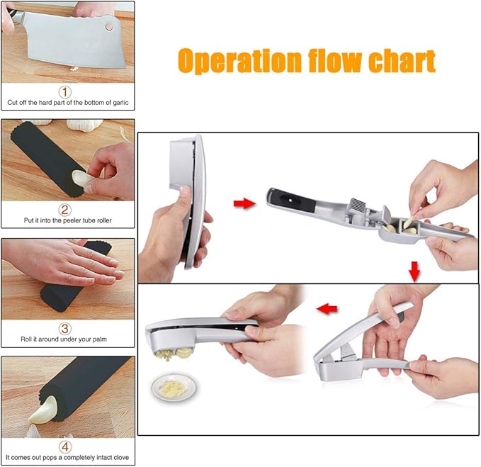 Garlic Press and Slicer 2-in-1, Mincer & Crusher with Peeler