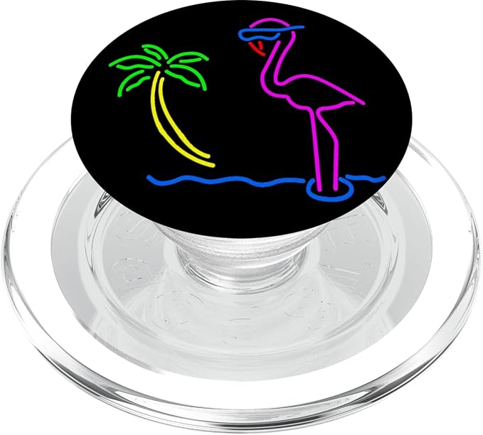 Neon Pink Flamingo Tropical Colorful Artwork Pop-Socket PopSockets Adhesive PopGrip