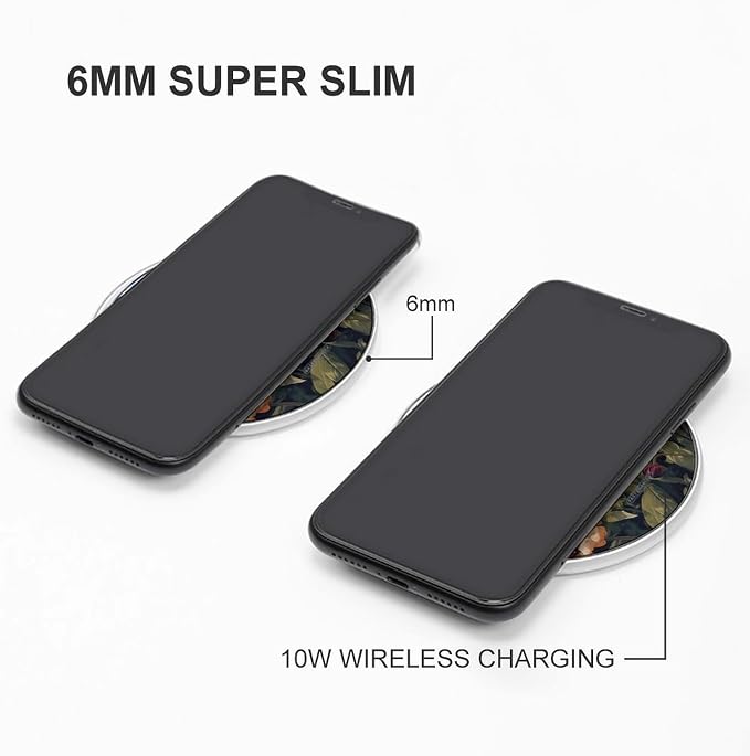 Colorful Flower Wireless Charger Portable Fast Charging Pad Lightweight Wireless Charging Pad 10W Slim Charging Station for Phone Charger Mat for Travel Home Office Desk