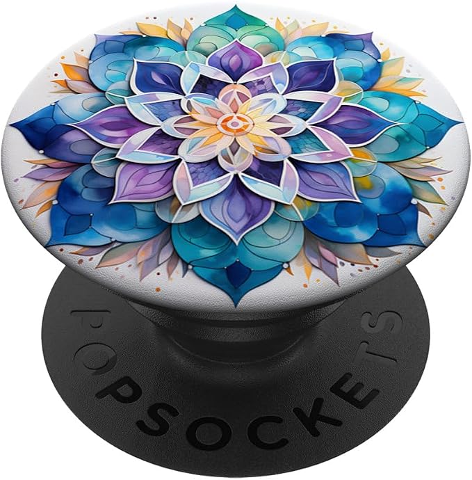 Colorful Mandala Purple Blue Watercolor Design PopSockets PopGrip for MagSafe