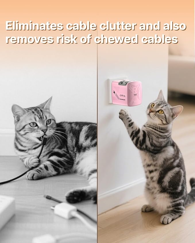 W &amp O 60W GaN Fast Charger Wall Plug Built-in Retractable USB-C &amp L Cables | Retractable Wall Charger with 47.2 Cables One Pull Charging No Cable Mess Solution for iPhone 17/16/15 Galaxy