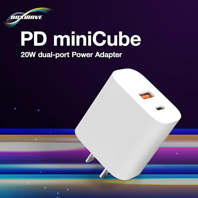 BoxWave Charger Compatible with SteelSeries Artcis 7P+ Wireless - PD miniCube (20W) 20W PD USB Type-C Wall Charger - Winter White