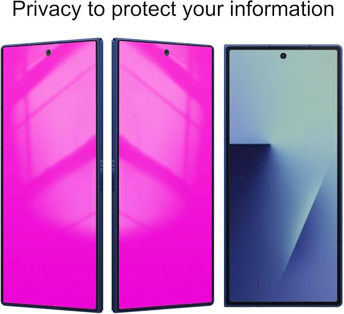 for Samsung Galaxy Z Fold 7 Inner Privacy Screen Protector+Outer Anti spy Tempered Glass Gradient Colorful Anti blue Film