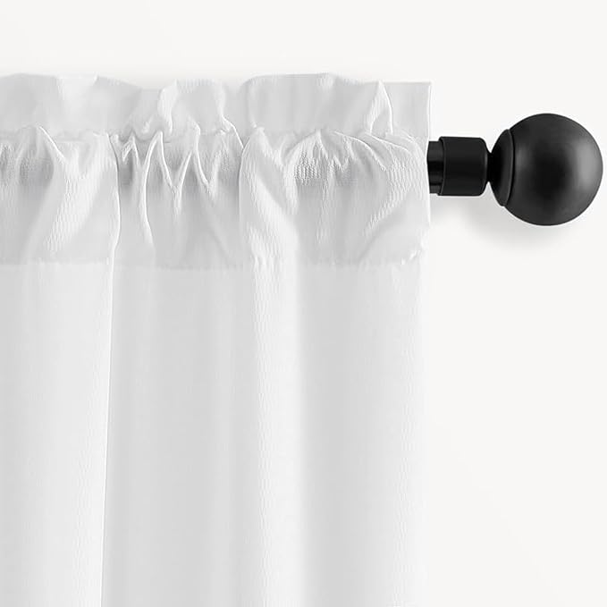 Non-See-Through White Privacy Sheer Cafe Curtains 84 inches Long 2 Panels