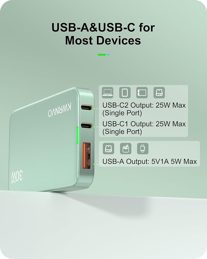 Flat USB Wall Charger 3 Ports Ultra-Slim Fast Wall Charger for Pixelbook iPad Pro iPhone 17/16/15/14 Black