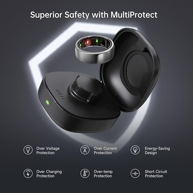 Compatible with Ou-ra Ring Gen3 - Smart Ring Wireless Charger Size 11 600mAh Portable Travel Charging Dock