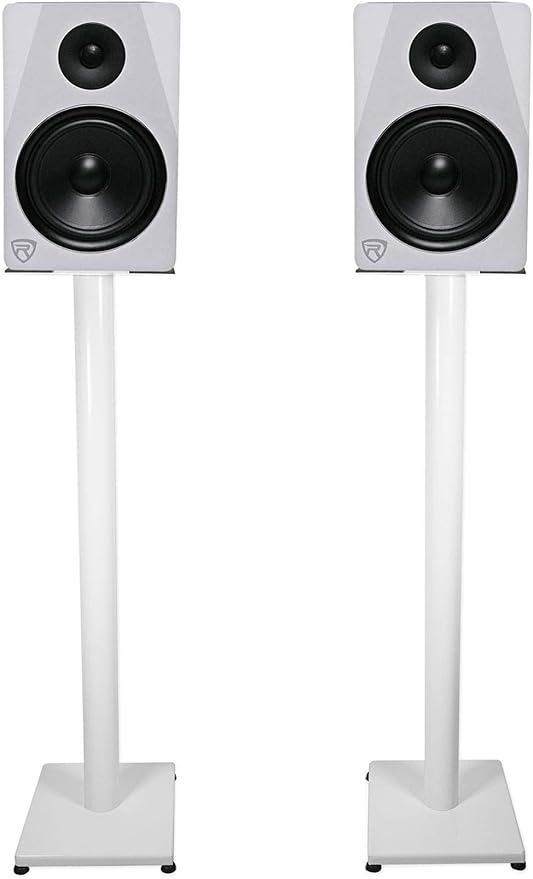 Rockville Pair RS37W V2 37" Steel Bookshelf Speaker/Studio Monitor Stands, 60 lbs Capacity, Cable Management, Anti-Vibration Pads, Adjustable Feet, for Home Audio and Studio Monitoring