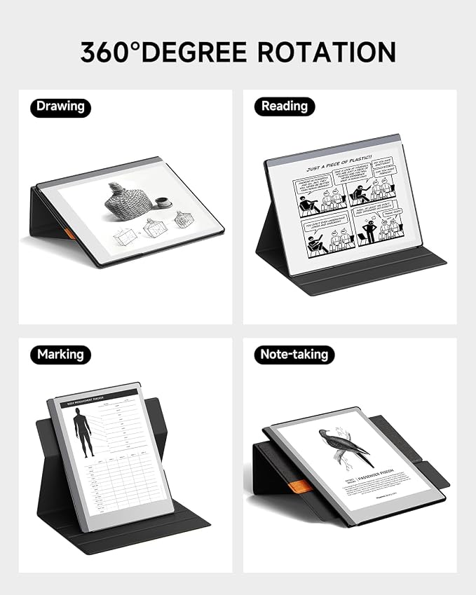 Case for Remarkable 2 Paper Tablet 10.3 2020 Released Fabric Folio Cover with Pen Pocket Stable Stand Design Black &amp Light Cork (Exclusive Templates Provided)