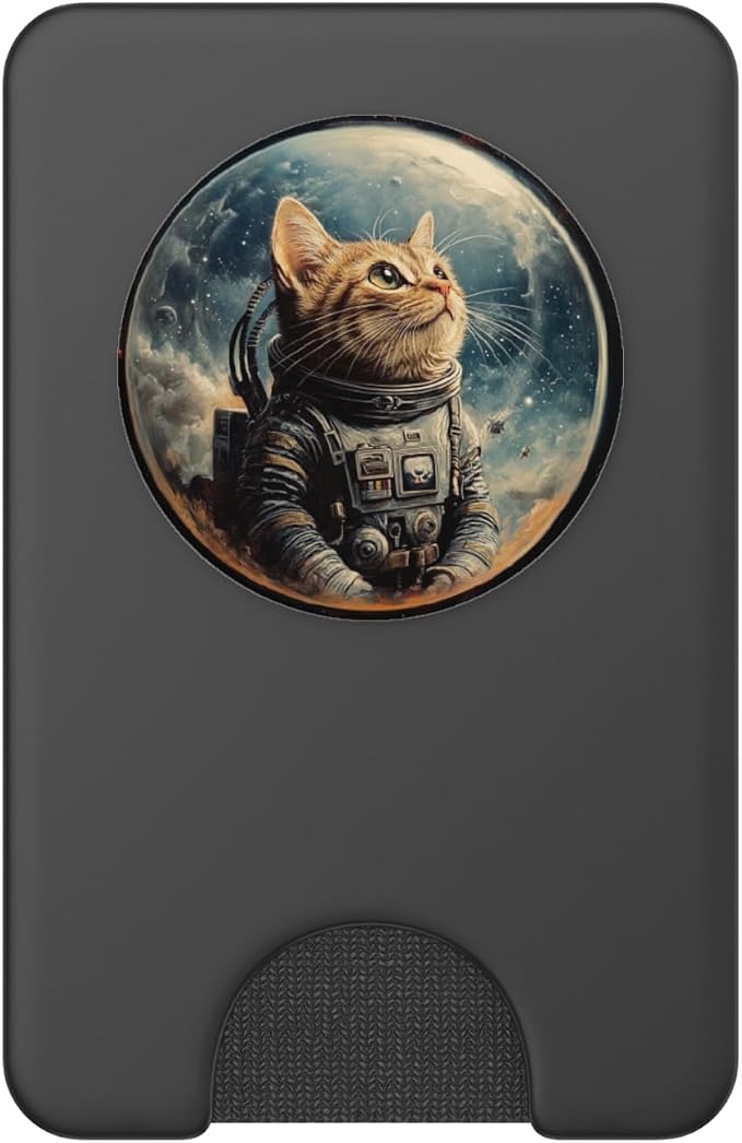 Space Cat Kitty Meow Animal Pet Outerspace Astronaut PopSockets Adhesive PopGrip